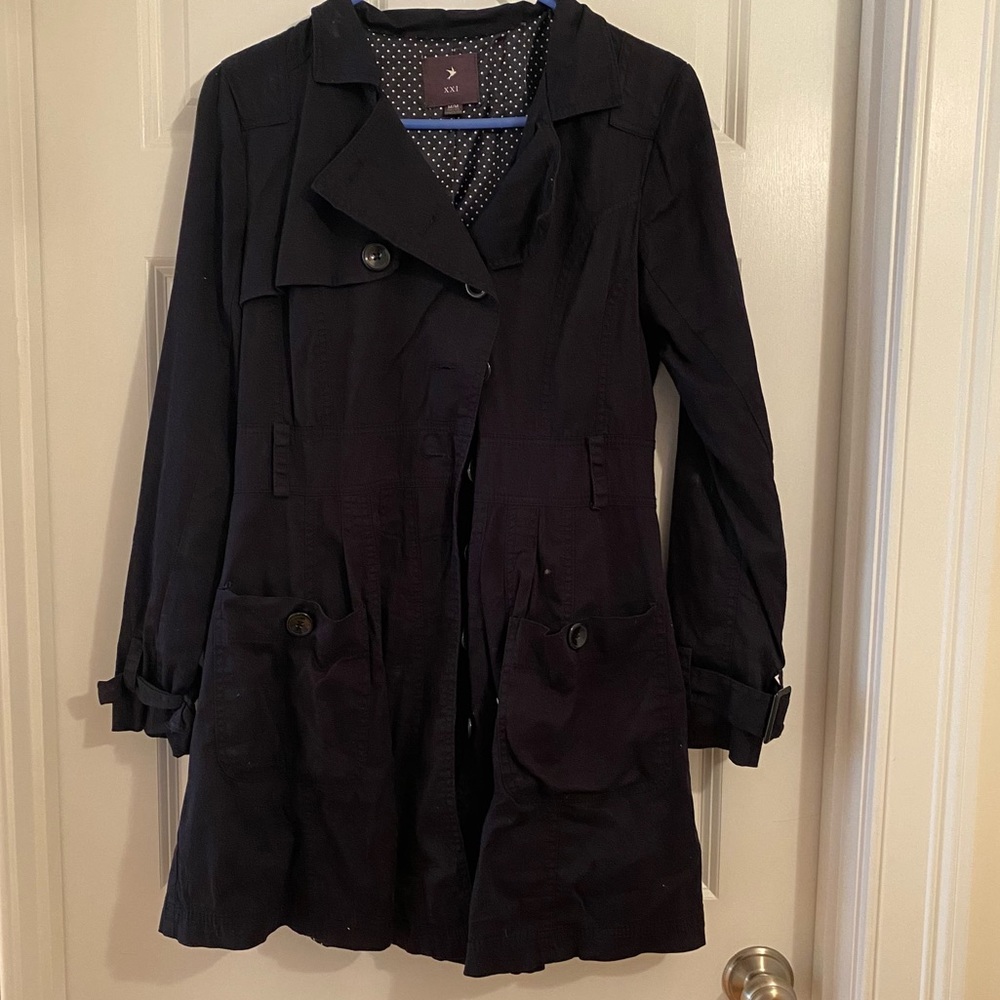 Navy blue Forever21 Medium Trench coat